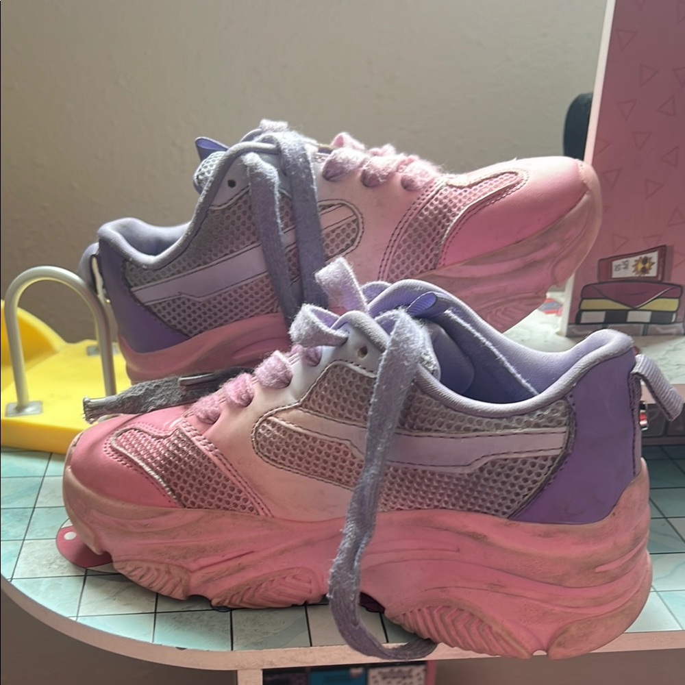 Steve Madden Pink and Purple Chunky Platform Sneakers